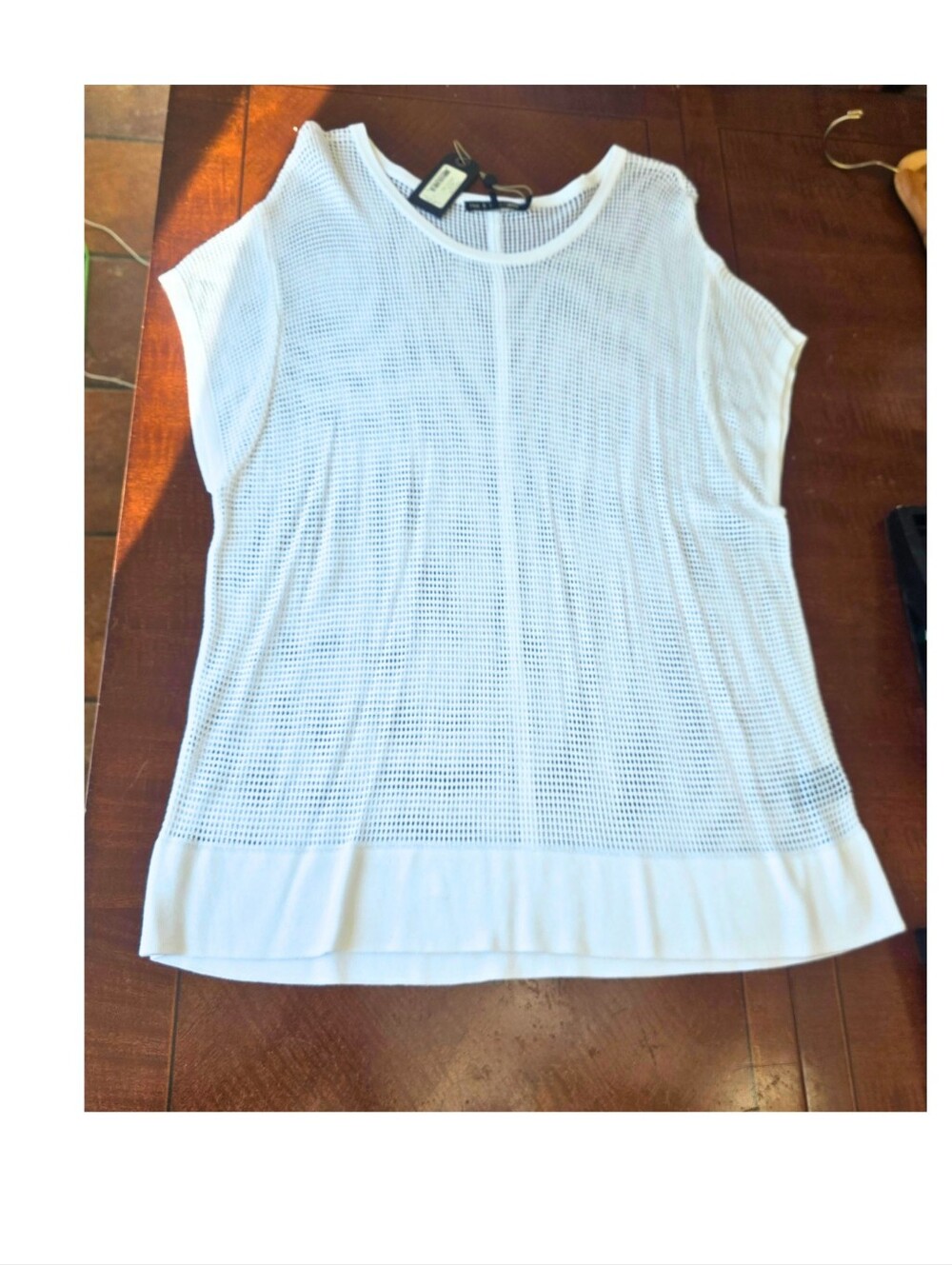 Rag & Bone JEAN Odette Tee White Mesh Open Knit Pullover Top Size L NWT - Picture 9 of 16